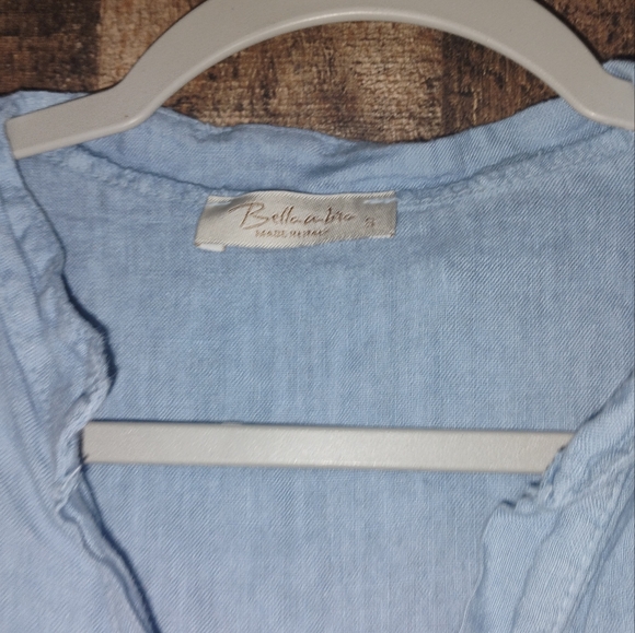 Bellambia 100% Linen Mini Dress Tiered Ruffle Dress Size Small - Picture 5 of 8